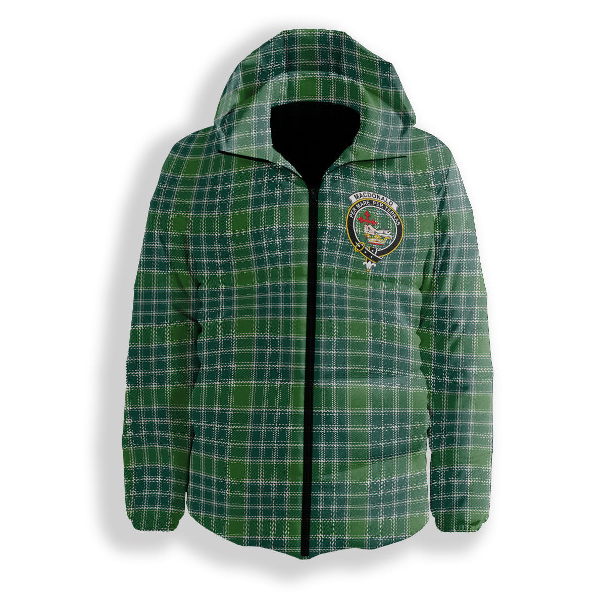 ScotsTee Shop Scottish MacDonald Lord of the Isles Hunting Ancient Crest Tartan Down Jacket Winter White Duck Down Plaid