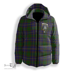 ScotsTee Shop Scottish Strange of Balkaskie Crest Tartan Down Jacket Winter White Duck Down Plaid