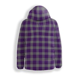 ScotsTee Shop Scottish Menzies Mauve and White Crest Tartan Down Jacket Winter White Duck Down Plaid