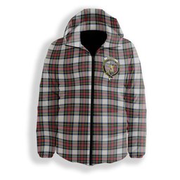 ScotsTee Shop Scottish Stewart Dress Modern Crest Tartan Down Jacket Winter White Duck Down Plaid