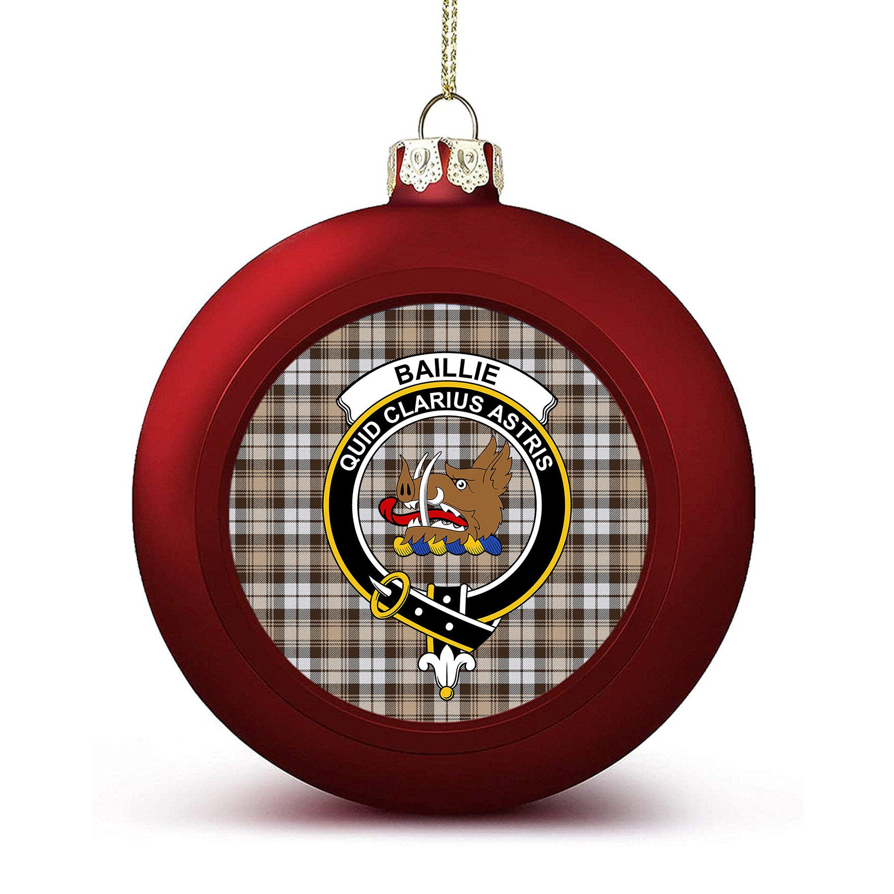 ScotsTee Shop Scottish Baillie Dress Modern Clan Crest Tartan Christmas Ball Ornament