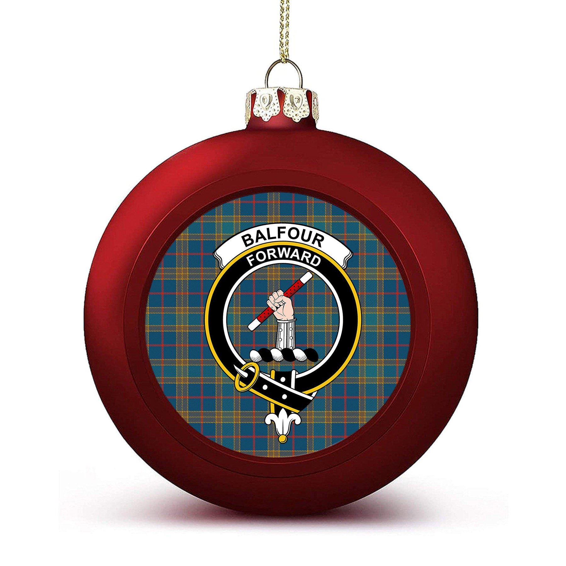 ScotsTee Shop Scottish Balfour Blue Ancient Crest Tartan Christmas Ball Ornament