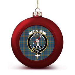 ScotsTee Shop Scottish Balfour Blue Ancient Crest Tartan Christmas Ball Ornament