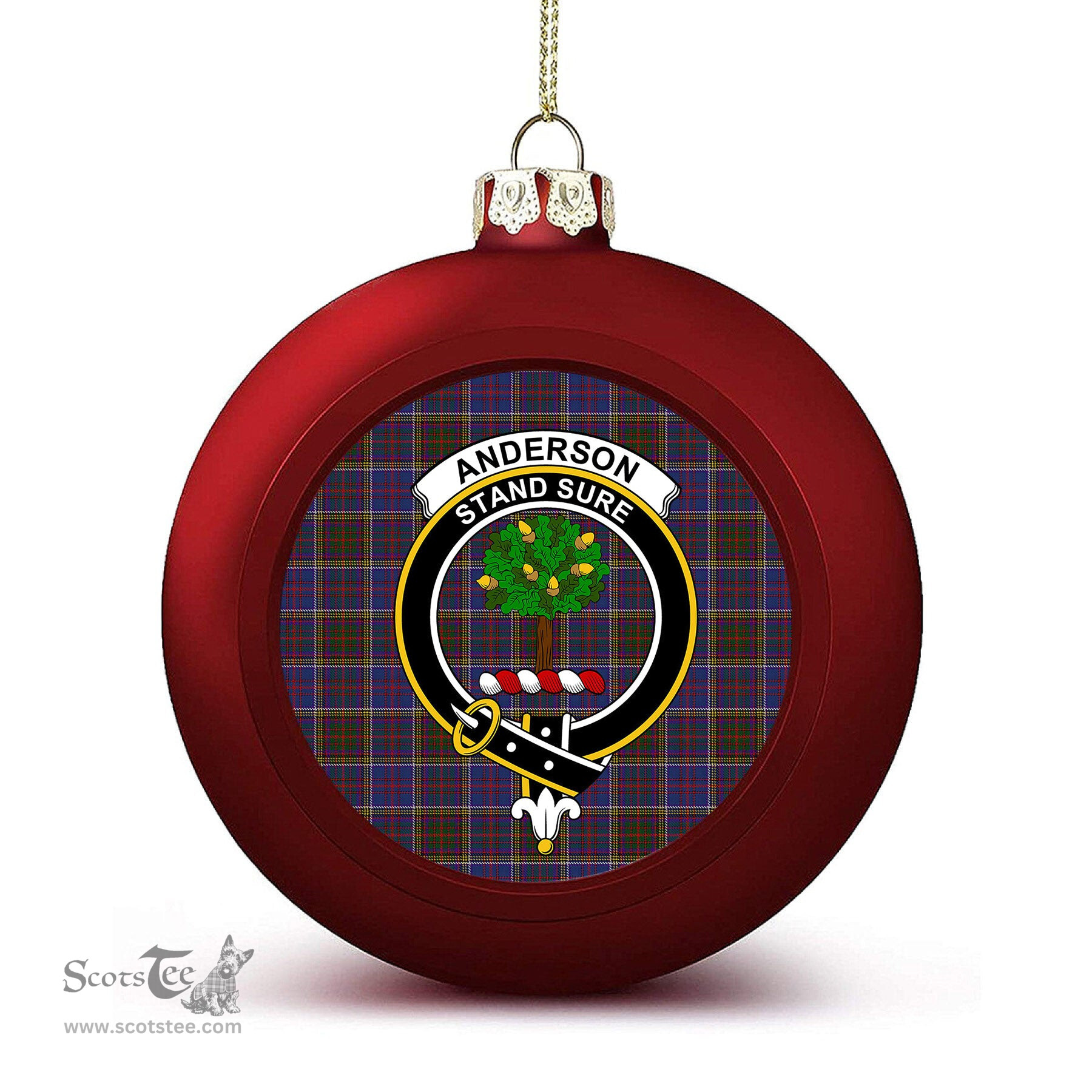 ScotsTee Shop Scottish Anderson W L Anderson, Stirling Crest Tartan Christmas Ball Ornament