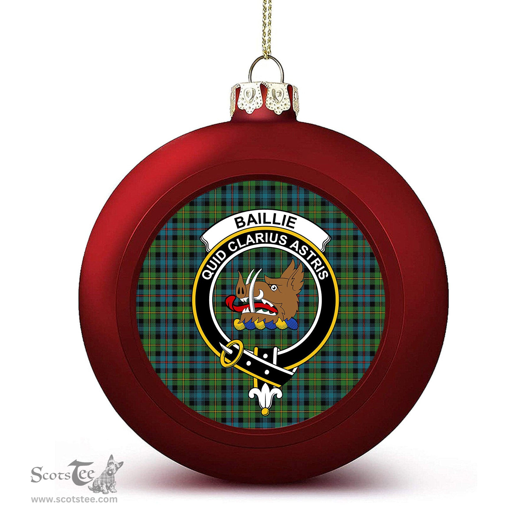 ScotsTee Shop Scottish Baillie Ancient Crest Tartan Christmas Ball Ornament
