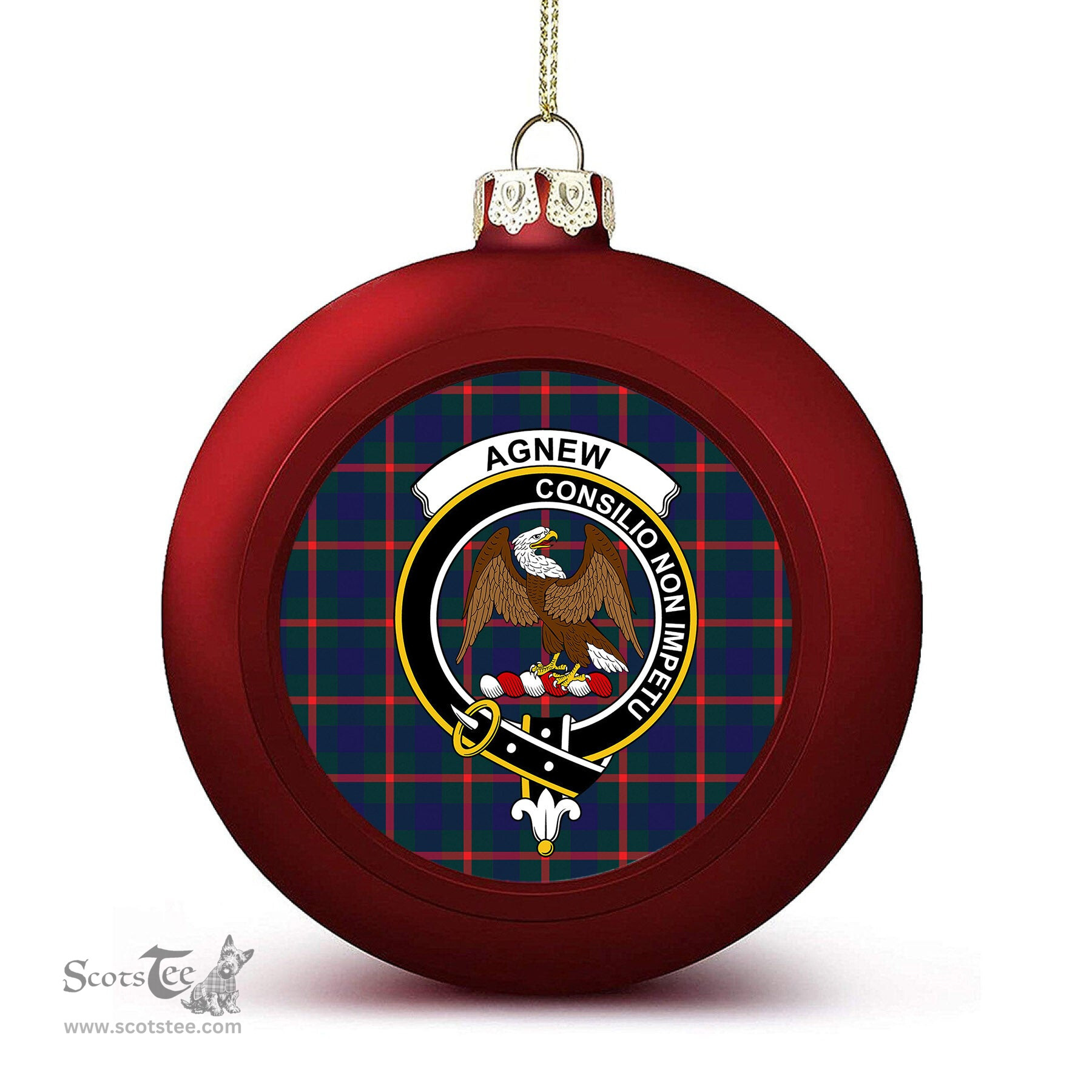 ScotsTee Shop Scottish Agnew Modern Crest Tartan Christmas Ball Ornament