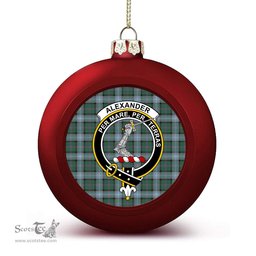 ScotsTee Shop Scottish Alexander of Menstry Hunting Crest Tartan Christmas Ball Ornament