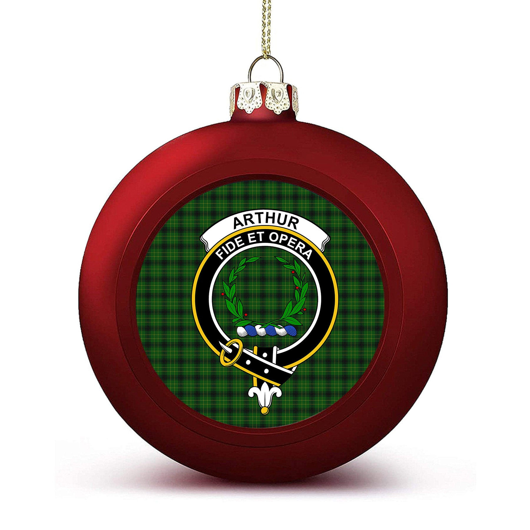 ScotsTee Shop Scottish Arthur Highland Society Crest Tartan Christmas Ball Ornament