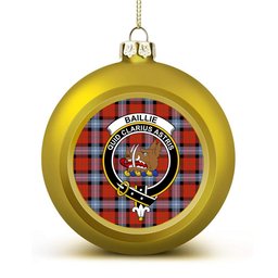 ScotsTee Shop Scottish Baillie of Polkemmet Red Ancient Crest Tartan Christmas Ball Ornament