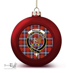 ScotsTee Shop Scottish Baillie of Polkemmet Red Ancient Crest Tartan Christmas Ball Ornament