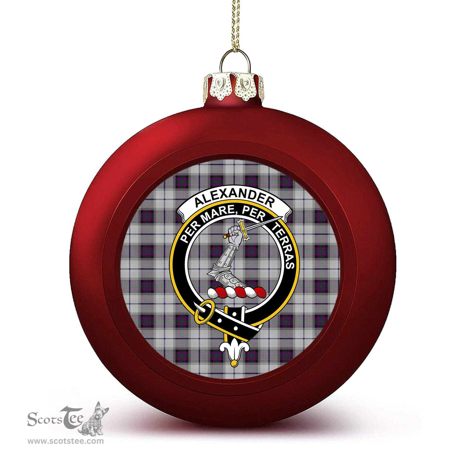 ScotsTee Shop Scottish Alexander of Menstry Dress Crest Tartan Christmas Ball Ornament