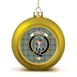 ScotsTee Shop Scottish Balfour Blue Crest Tartan Christmas Ball Ornament