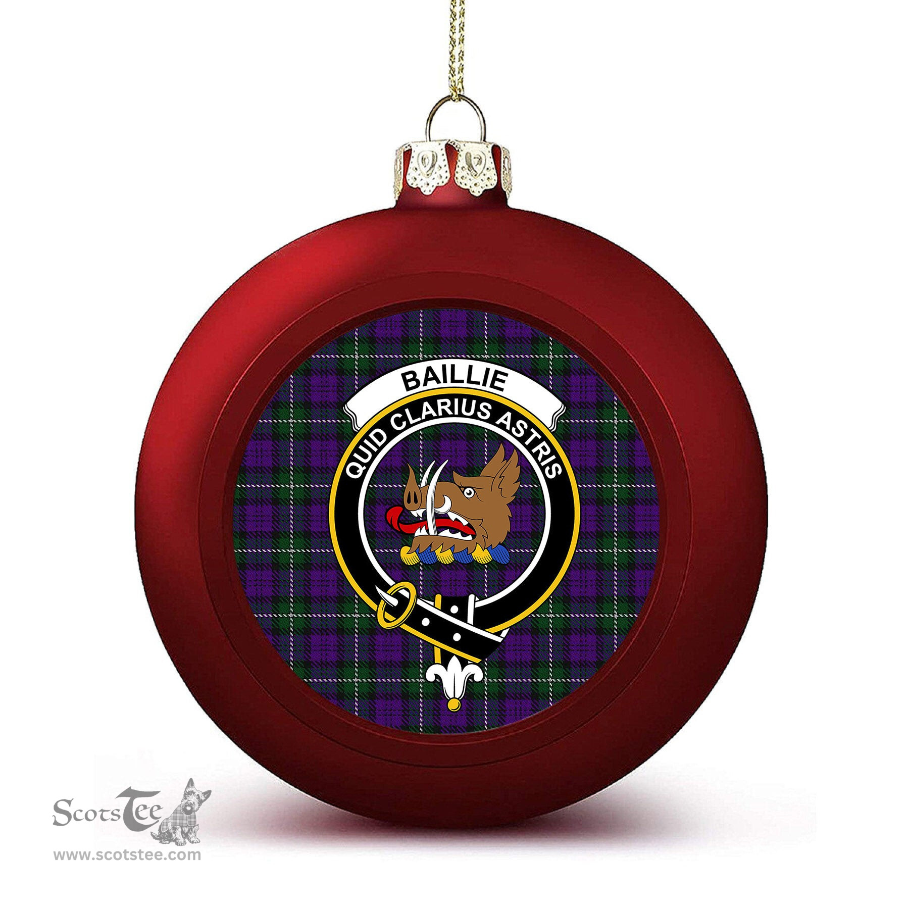 ScotsTee Shop Scottish Baillie Highland Society Crest Tartan Christmas Ball Ornament
