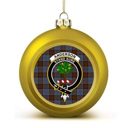 ScotsTee Shop Scottish Anderson MacGregor Hastie 3 Crest Tartan Christmas Ball Ornament