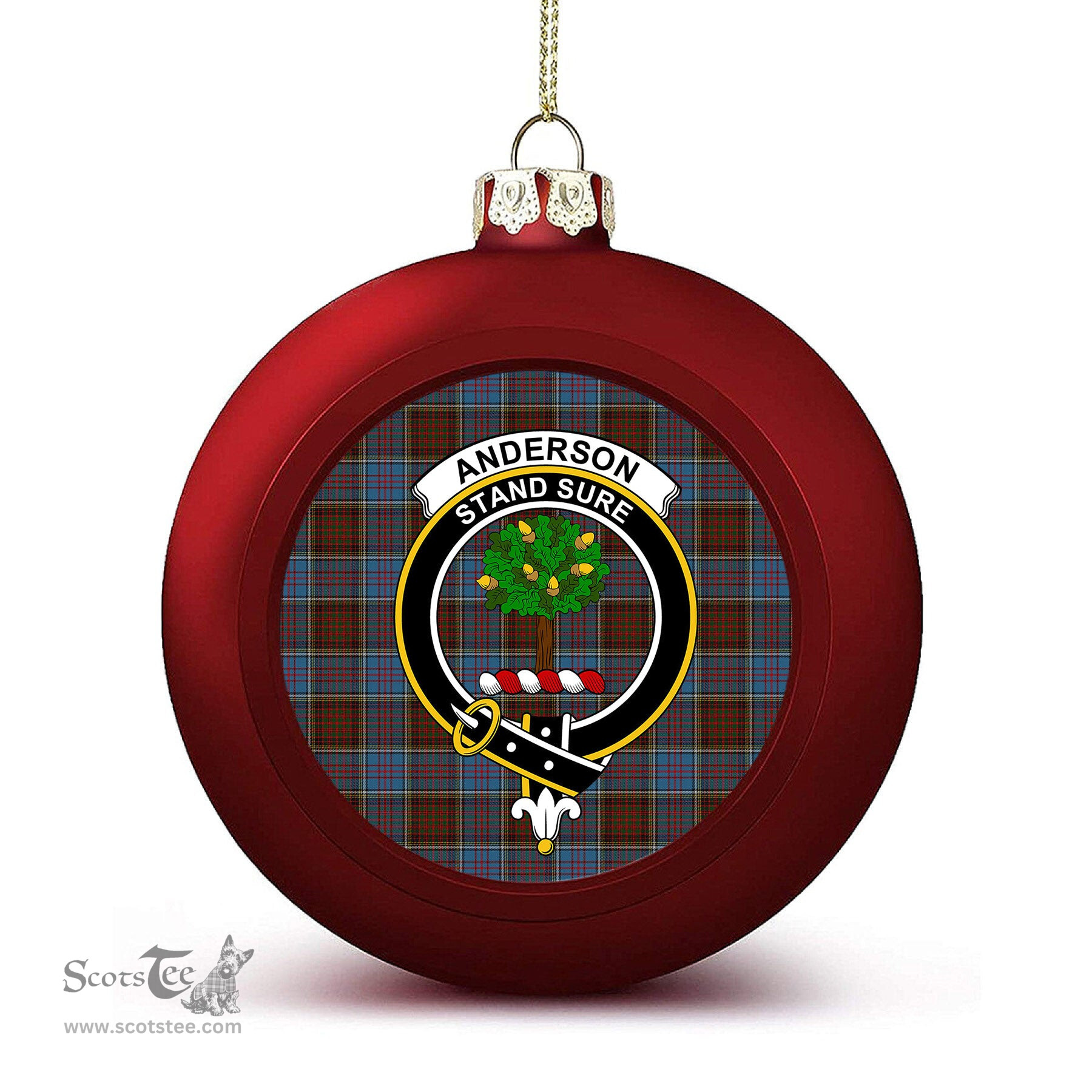 ScotsTee Shop Scottish Anderson MacGregor Hastie 3 Crest Tartan Christmas Ball Ornament