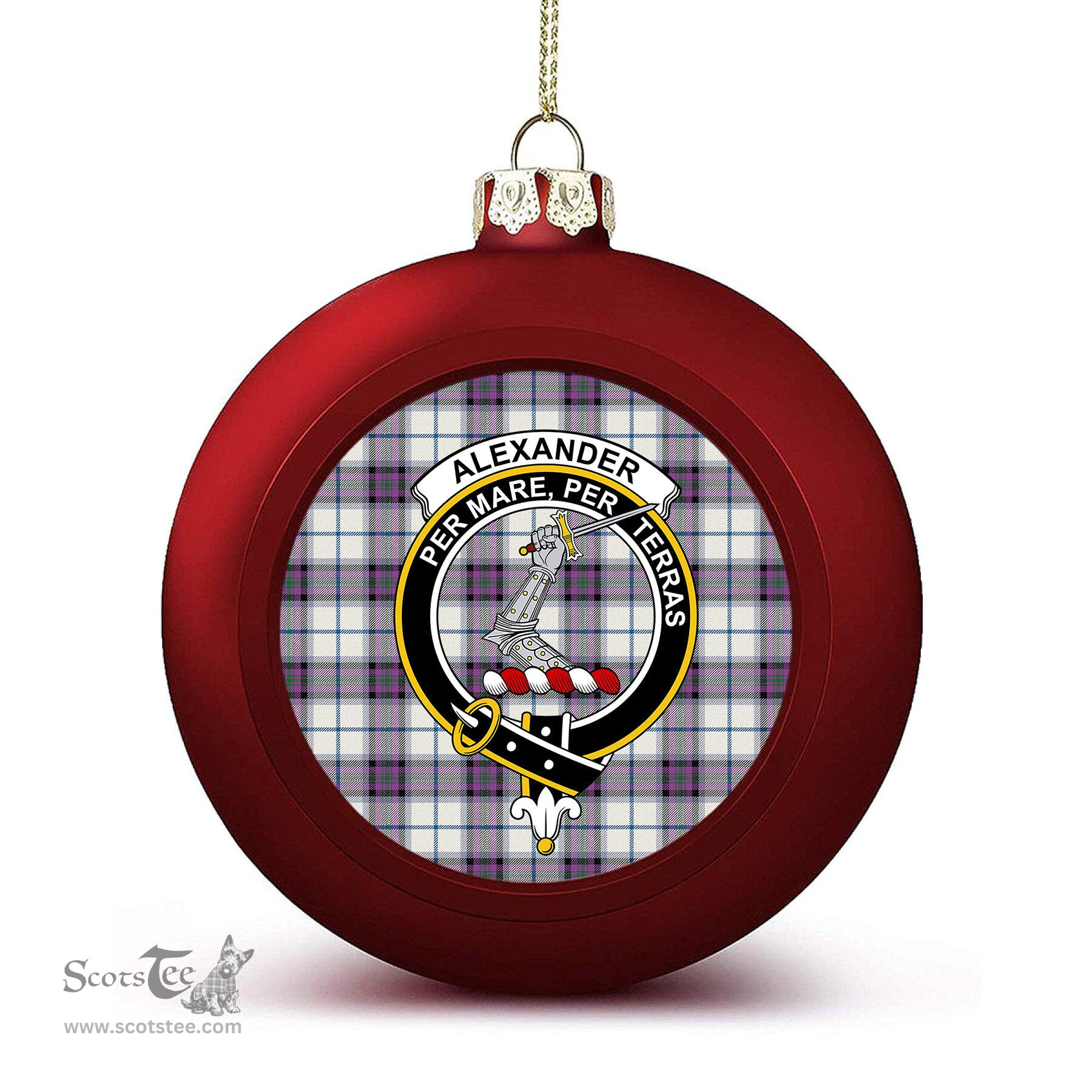 ScotsTee Shop Scottish Alexander of Menstry Dress Ancient Crest Tartan Christmas Ball Ornament