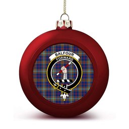 ScotsTee Shop Scottish Balfour Blue Modern Crest Tartan Christmas Ball Ornament