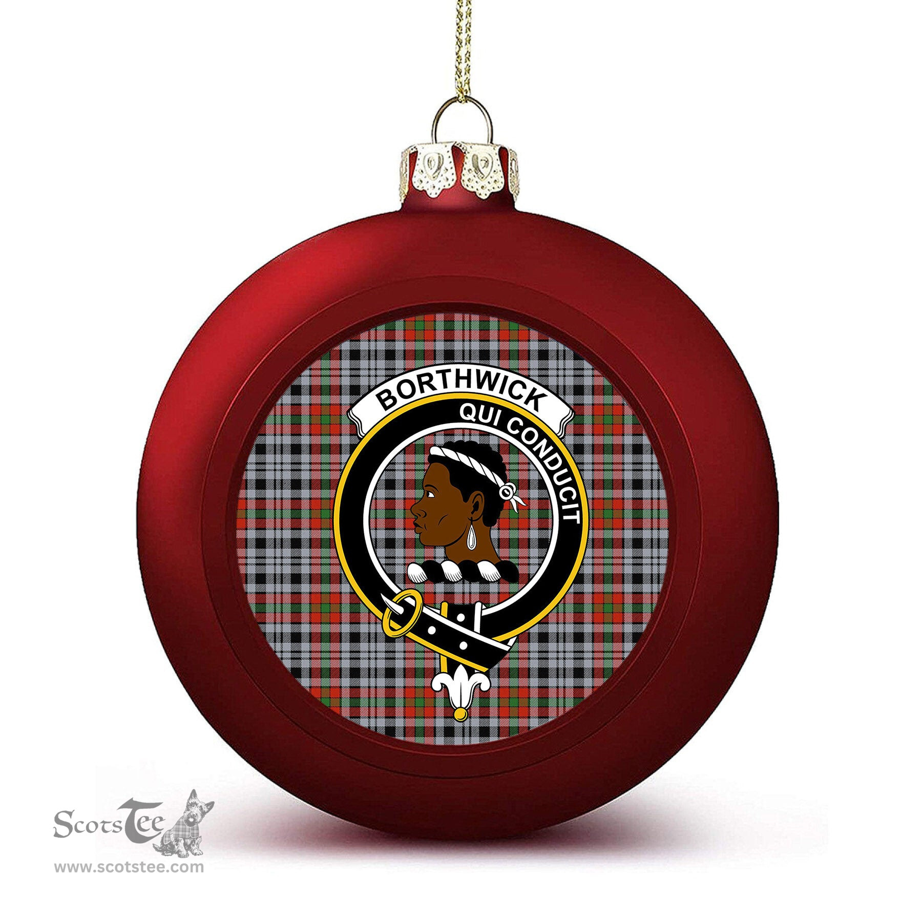 ScotsTee Shop Scottish Borthwick Dress Ancient Crest Tartan Christmas Ball Ornament
