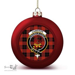 ScotsTee Shop Scottish Cameron Black and Red Ancient Crest Tartan Christmas Ball Ornament