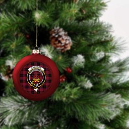 ScotsTee Shop Scottish Cameron Black and Red Modern Crest Tartan Christmas Ball Ornament