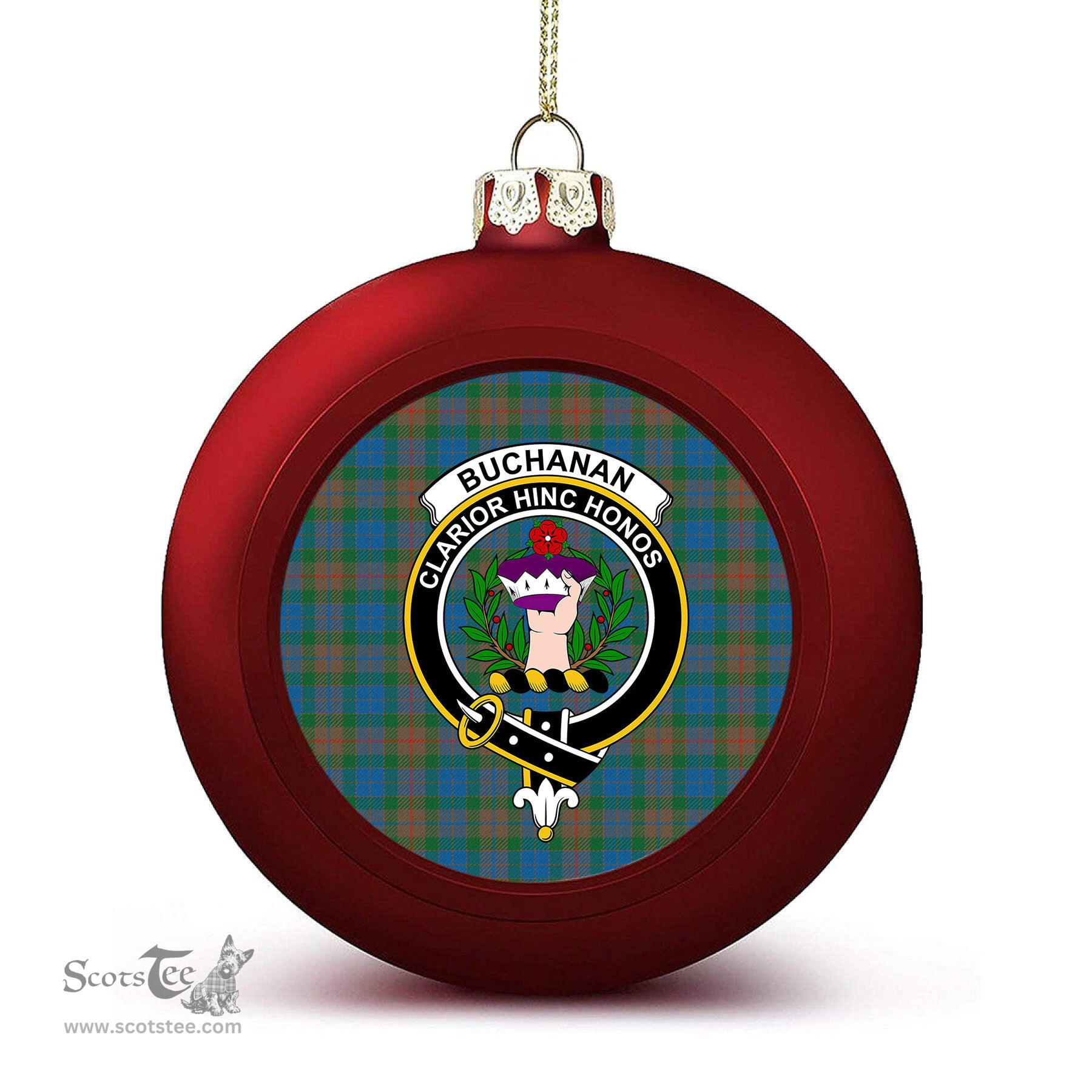 ScotsTee Shop Scottish Buchanan Hunting Ancient Crest Tartan Christmas Ball Ornament