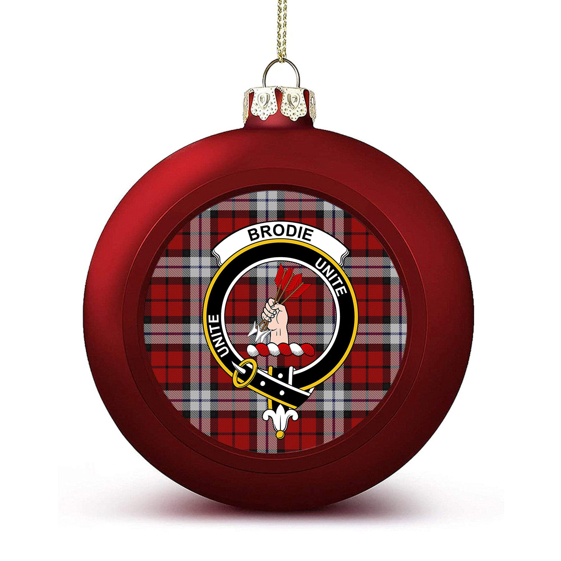 ScotsTee Shop Scottish Brodie Dress Crest Tartan Christmas Ball Ornament