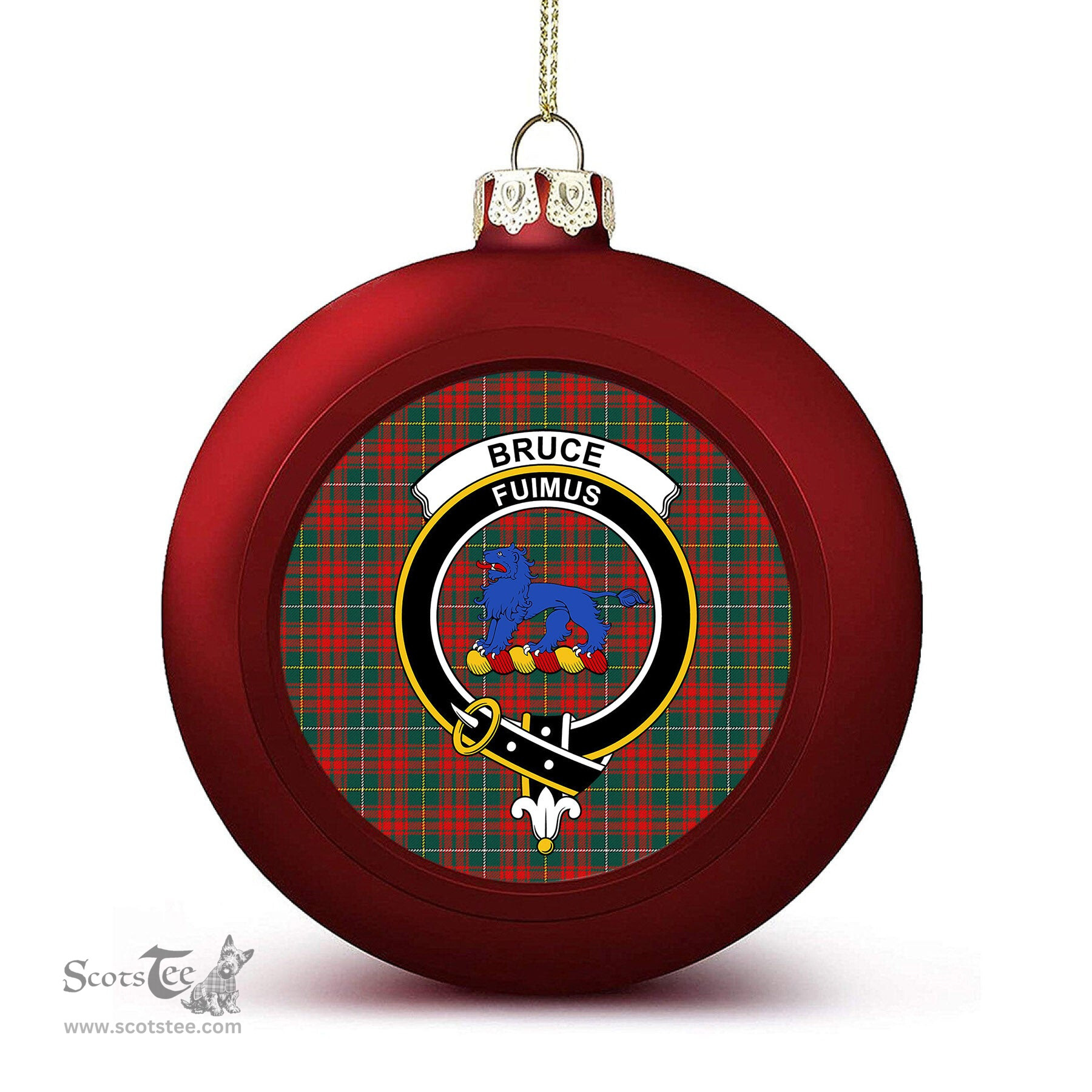 ScotsTee Shop Scottish Bruce Hunting Modern Crest Tartan Christmas Ball Ornament