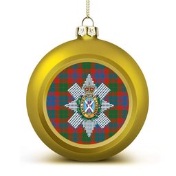 ScotsTee Shop Scottish Black Watch Pipe Band Ancient Crest Tartan Christmas Ball Ornament