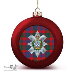 ScotsTee Shop Scottish Black Watch Pipe Band Modern Crest Tartan Christmas Ball Ornament