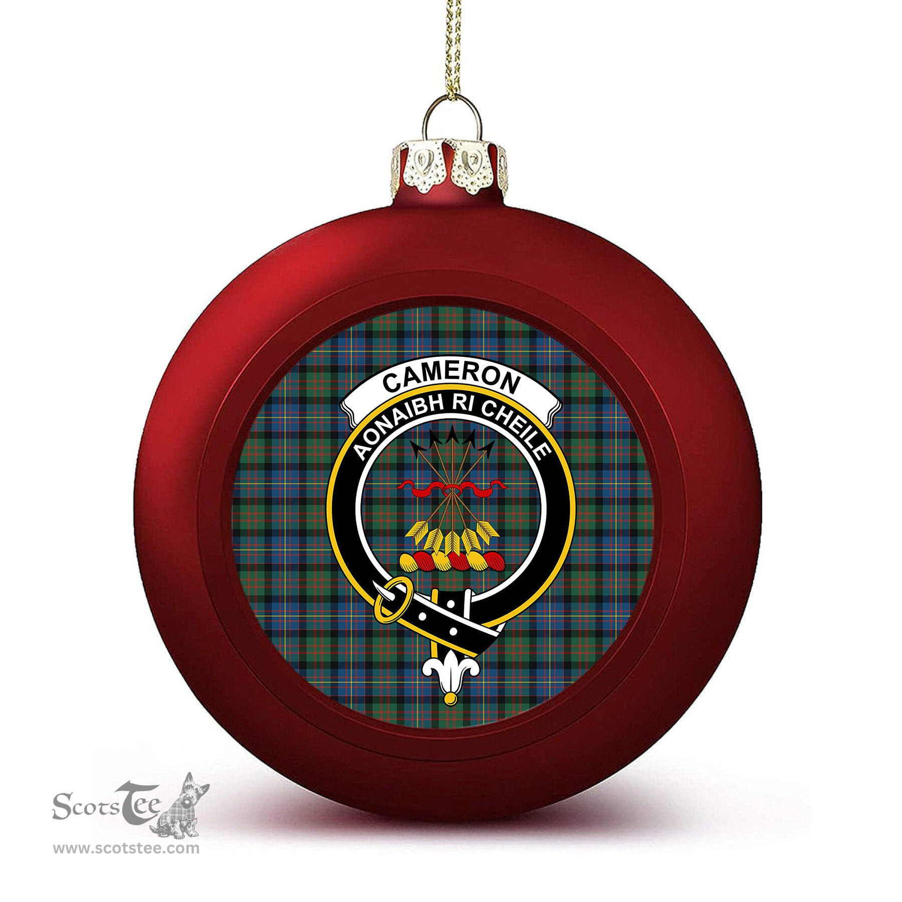 ScotsTee Shop Scottish Cameron of Erracht Ancient Crest Tartan Christmas Ball Ornament