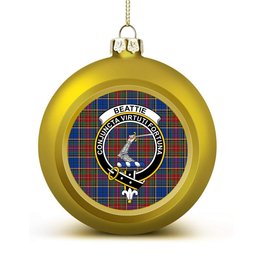 ScotsTee Shop Scottish Beattie (Beatty) Modern Crest Tartan Christmas Ball Ornament