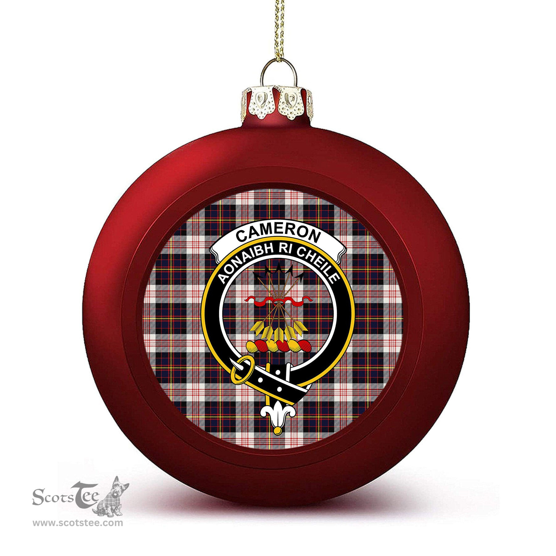 ScotsTee Shop Scottish Cameron of Erracht Dress Modern Crest Tartan Christmas Ball Ornament