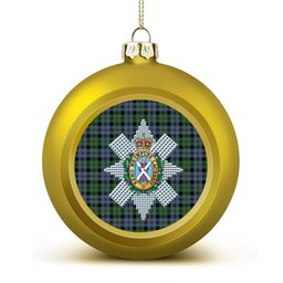 ScotsTee Shop Scottish Black Watch Coarse Kilt Ancient Crest Tartan Christmas Ball Ornament