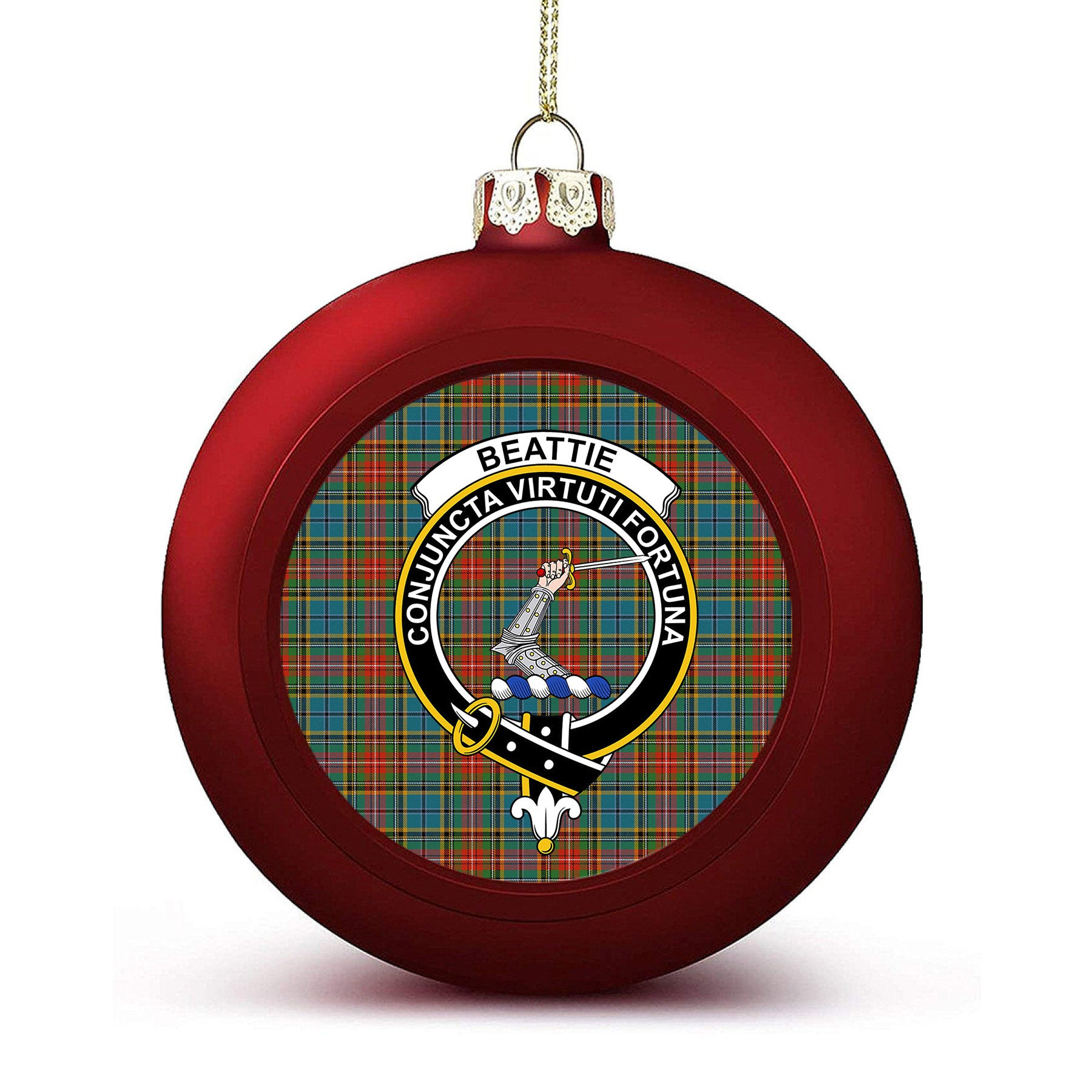 ScotsTee Shop Scottish Beattie (Beatty) Ancient Crest Tartan Christmas Ball Ornament