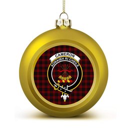 ScotsTee Shop Scottish Cameron Black and Red Crest Tartan Christmas Ball Ornament