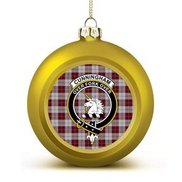ScotsTee Shop Scottish Cunningham Dress Burgundy Dance Crest Tartan Christmas Ball Ornament