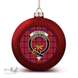 ScotsTee Shop Scottish Cameron of Lochiel Modern Crest Tartan Christmas Ball Ornament