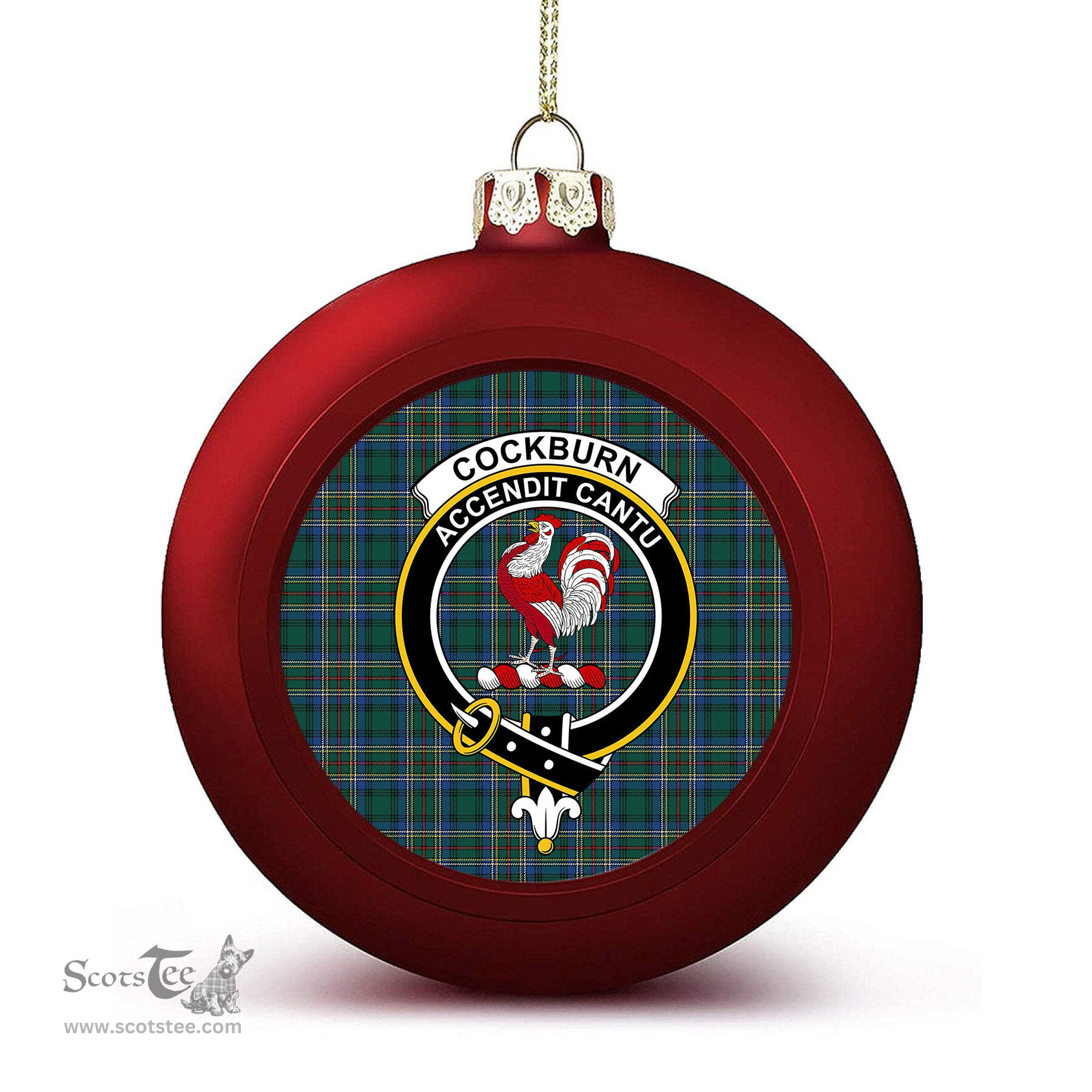 ScotsTee Shop Scottish Cockburn Modern Crest Tartan Christmas Ball Ornament
