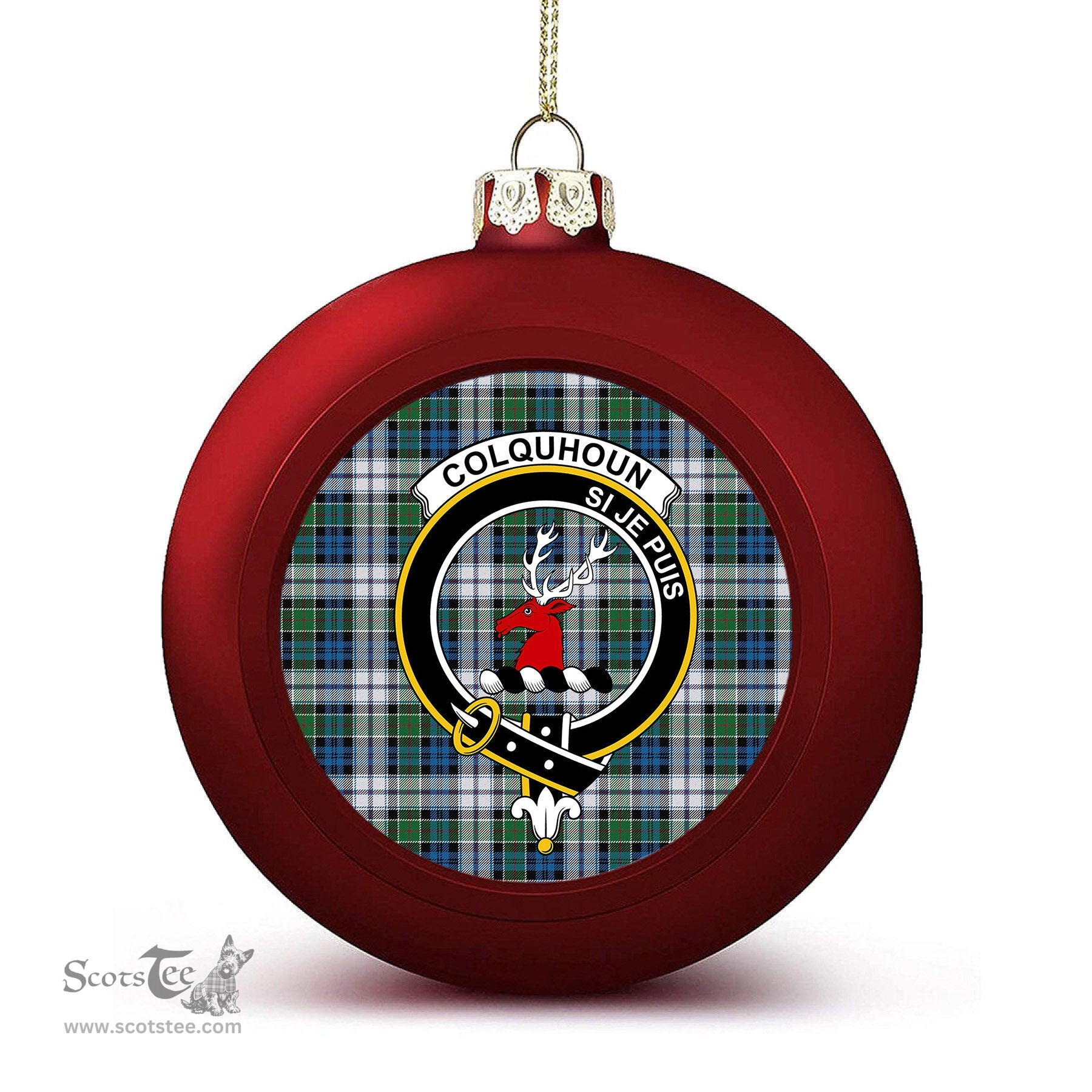ScotsTee Shop Scottish Colquhoun Dress Ancient Crest Tartan Christmas Ball Ornament
