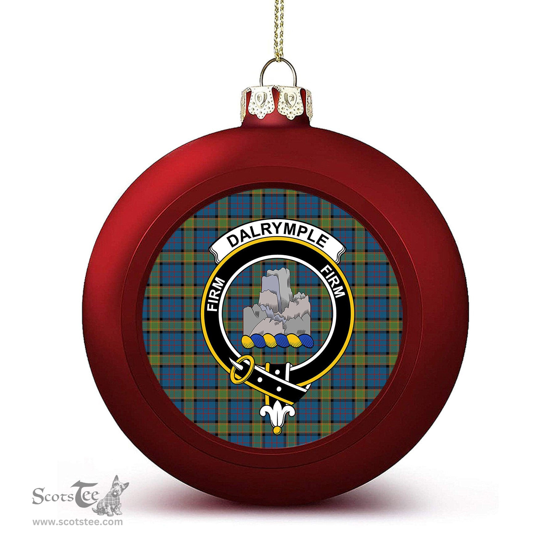 ScotsTee Shop Scottish Dalrymple M of Oxenfoord Crest Tartan Christmas Ball Ornament