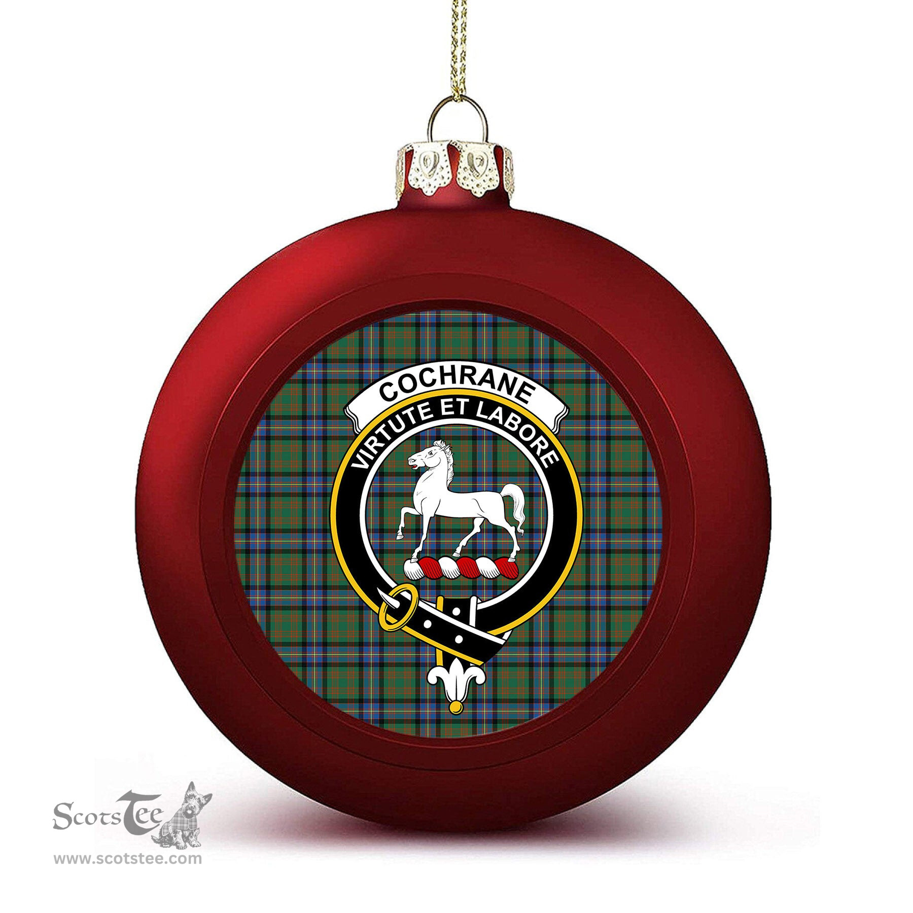 ScotsTee Shop Scottish Cochrane Ancient Crest Tartan Christmas Ball Ornament
