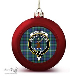 ScotsTee Shop Scottish Davidson of Tulloch SC Crest Tartan Christmas Ball Ornament