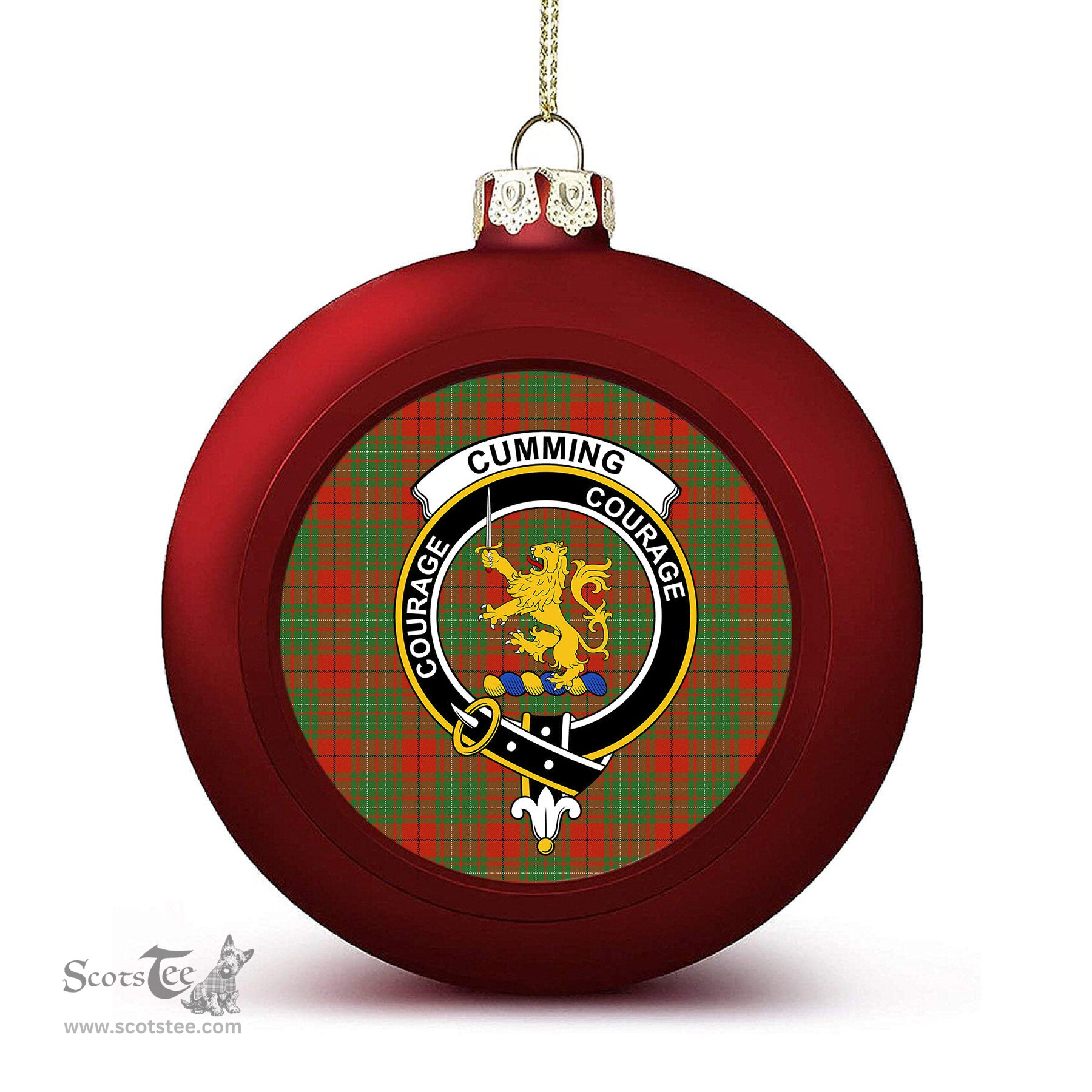 ScotsTee Shop Scottish Cumming Ancient Crest Tartan Christmas Ball Ornament