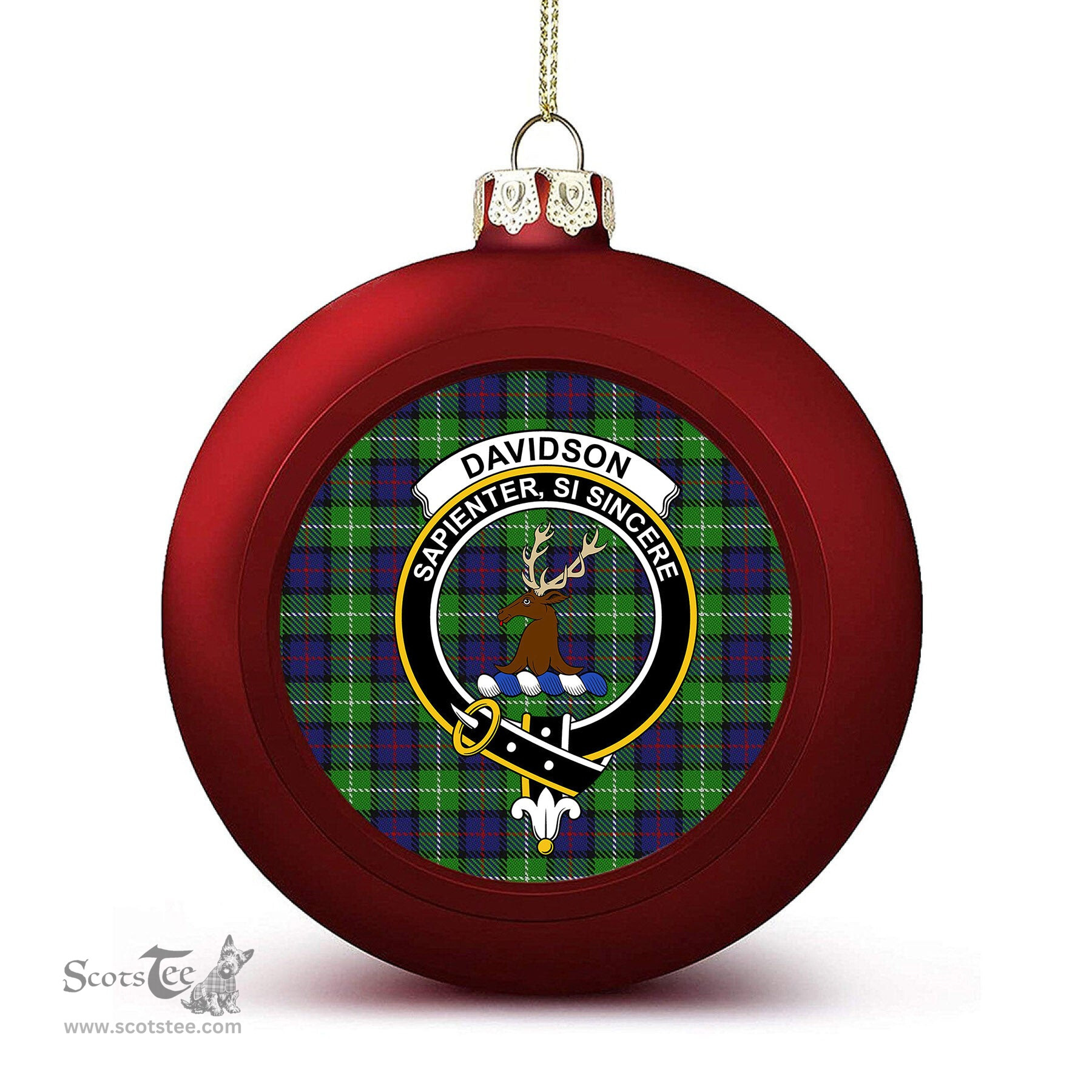 ScotsTee Shop Scottish Davidson of Tulloch Crest Tartan Christmas Ball Ornament