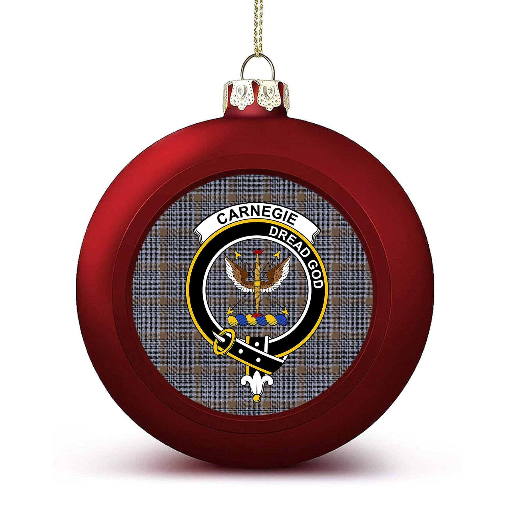 ScotsTee Shop Scottish Carnegie Check Ancient Crest Tartan Christmas Ball Ornament