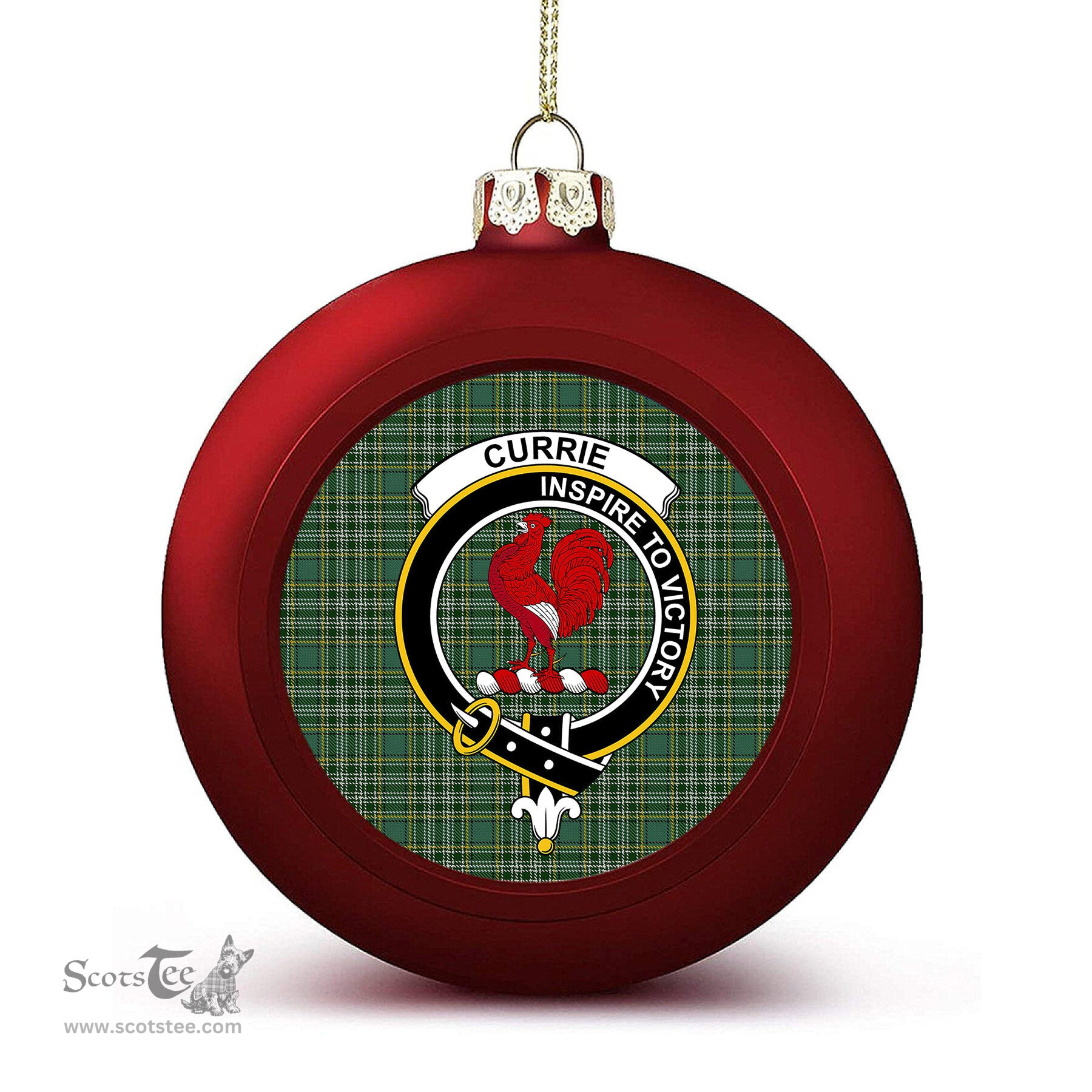 ScotsTee Shop Scottish Currie of Balilone Crest Tartan Christmas Ball Ornament