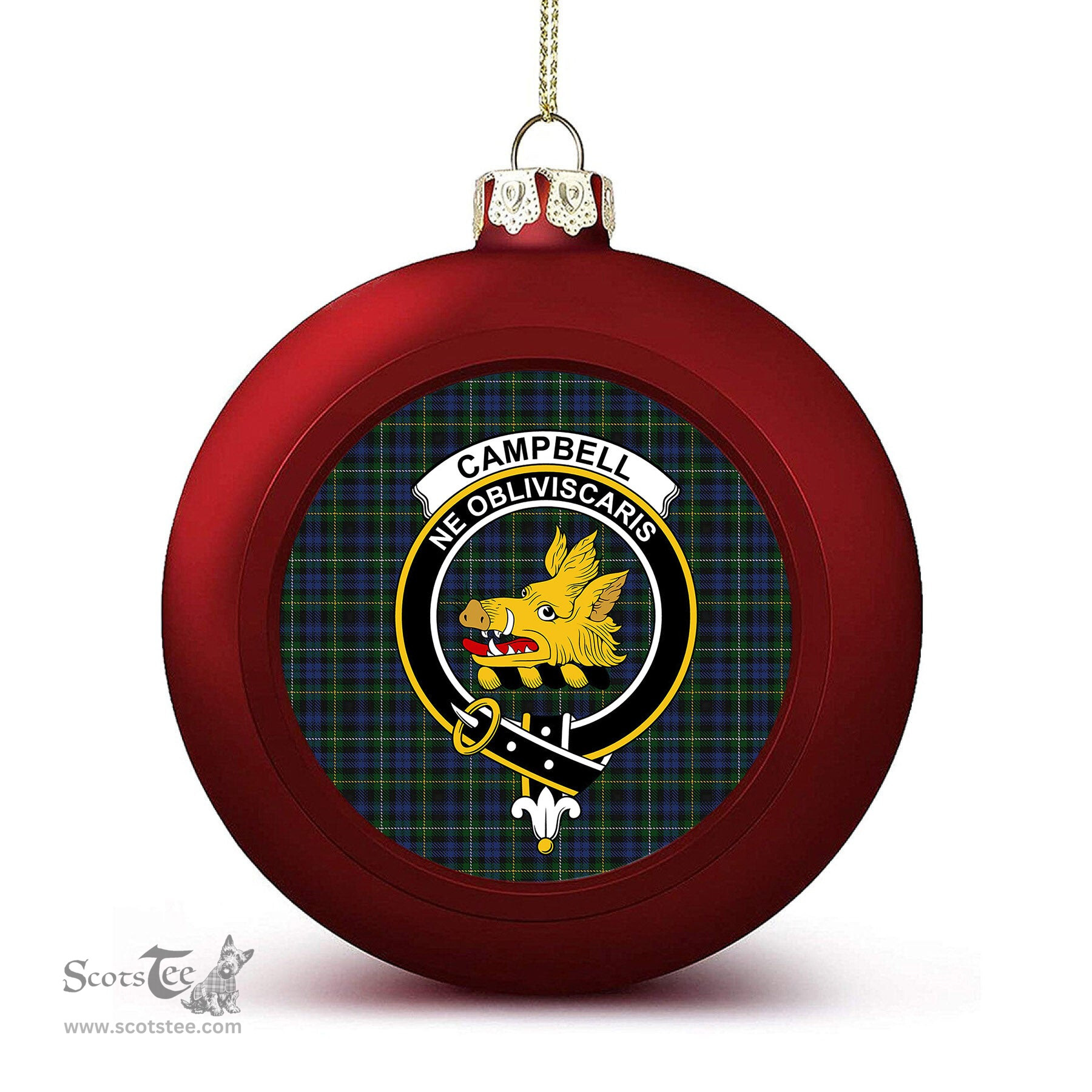 ScotsTee Shop Scottish Campbell of Argyll 01 Crest Tartan Christmas Ball Ornament