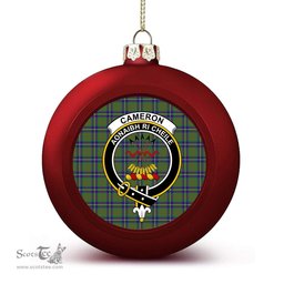 ScotsTee Shop Scottish Cameron of Lochiel Hunting Crest Tartan Christmas Ball Ornament