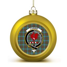 ScotsTee Shop Scottish Currie of Arran Modern Clan Crest Tartan Christmas Ball Ornament
