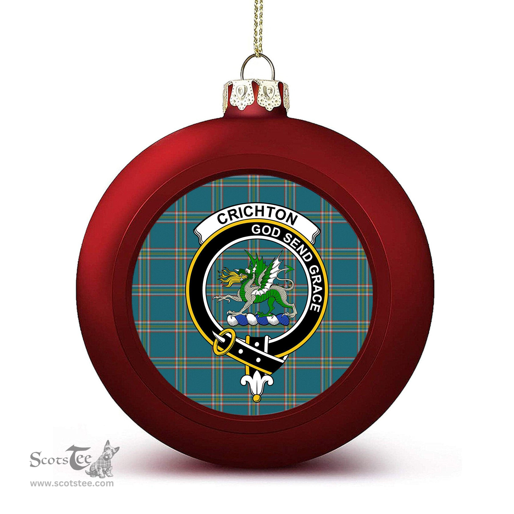 ScotsTee Shop Scottish Crichton Ancient Crest Tartan Christmas Ball Ornament